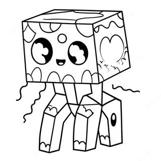Cute Minecraft Ghast with Big Eyes Coloring Page | Minecraft Ghast 塗色頁
