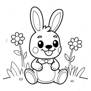 Cute Spring Bonnie in Flowers Coloring Page | Spring Bonnie 塗色頁