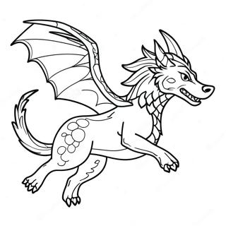 Majestic Wolf Dragon Flying Coloring Page | Wolf Dragon 塗色頁