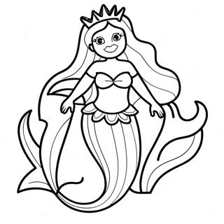 Mermaid Queen Coloring Page | Mermaid Queen 塗色頁
