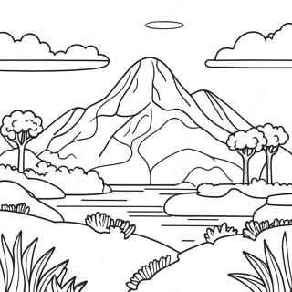Colorful Pixel Art Landscape Coloring Page | Pixel Art 塗色頁