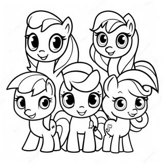 Colorful My Little Pony Cutie Mark Crew Characters Coloring Page | My Little Pony Cutie Mark Crew 塗色頁