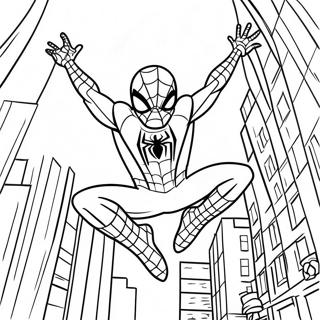 Spiderman Swinging Through the City Coloring Page | Spiderman Avengers 塗色頁