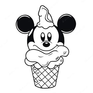 Mickey Mouse Ice Cream Cone Coloring Page | Mickey Mouse Ice Cream 塗色頁