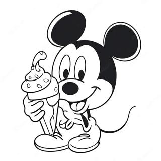 Mickey Mouse Enjoying Ice Cream Coloring Page | Mickey Mouse Ice Cream 塗色頁