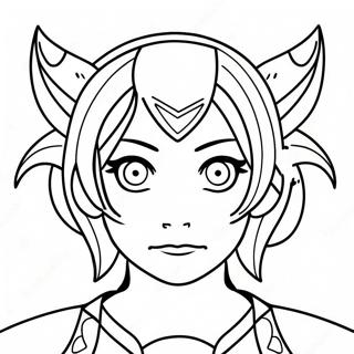 Anime Demon Girl with Fiery Eyes Coloring Page | Anime Demon Girl 塗色頁