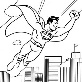 Superhero Superman Flying Coloring Page | Man of Steel 塗色頁