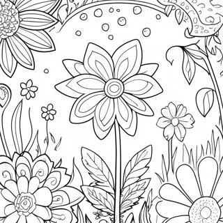 Whimsical Flowers in the Secret Garden Coloring Page | The Secret Garden 塗色頁
