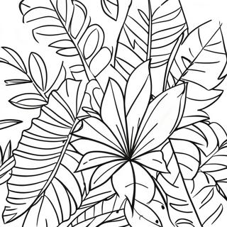 Tropical Leaves Coloring Page | Botanical 塗色頁