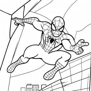 Web-Slinging Spiderman Coloring Page