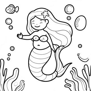 Pregnant Mermaid Underwater Scene Coloring Page | Pregnant Mermaid 塗色頁