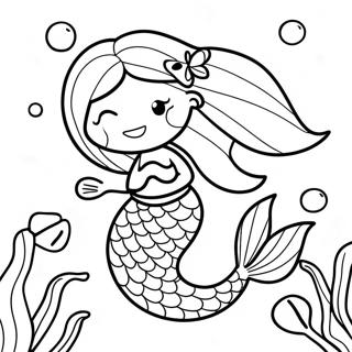 Pregnant Mermaid with Colorful Fish Coloring Page | Pregnant Mermaid 塗色頁