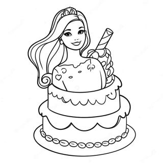 Barbie Cake Decorating Coloring Page | Barbie Cake 塗色頁