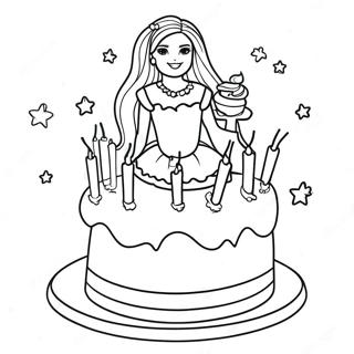 Barbie Birthday Cake Coloring Page | Barbie Cake 塗色頁
