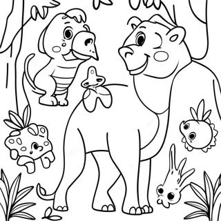 Colorful Jungle Animals Coloring Page