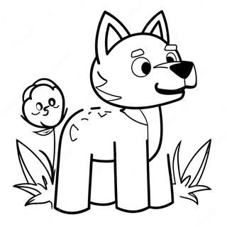 Cute Minecraft Wolf with Flowers Coloring Page | Minecraft Wolf 塗色頁