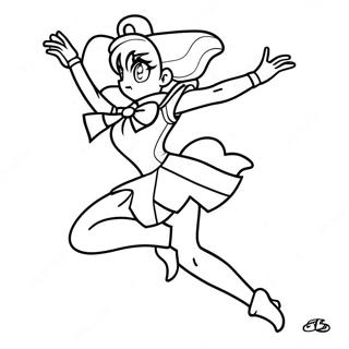 Sailor Jupiter in a Dynamic Pose Coloring Page