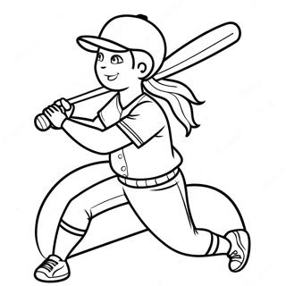 Softball Player Swinging Bat Coloring Page