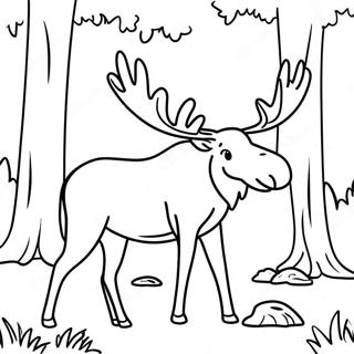 Majestic Moose in Forest Coloring Page | Moose 塗色頁