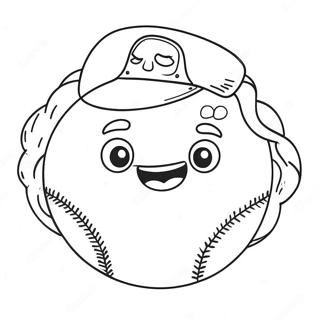 Cute Softball with Smile Coloring Page
