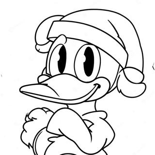 Donald Duck in a Santa Hat Coloring Page | Donald Duck Christmas 塗色頁