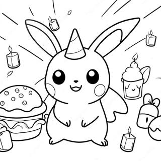 Pokemon Birthday Celebration Coloring Page