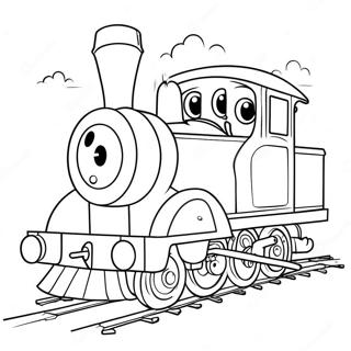 Cheerful Henry the Green Engine Coloring Page | Thomas and Friends Henry 塗色頁