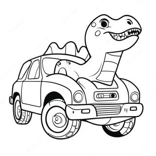 Dinosaur Car Coloring Page | Dinosaur Car 塗色頁