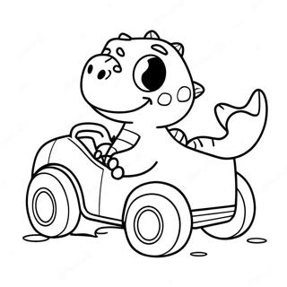 Cute Dinosaur Driving a Car Coloring Page | Dinosaur Car 塗色頁