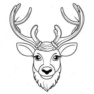 Reindeer Head Coloring Page | Reindeer Head 塗色頁