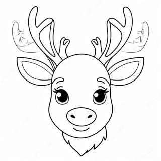 Cute Reindeer Head Coloring Page | Reindeer Head 塗色頁