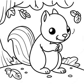 Cute Fall Squirrel Coloring Page | Fall Squirrel 塗色頁