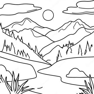 Great Smoky Mountains Scenic View Coloring Page | Great Smoky Mountains 塗色頁