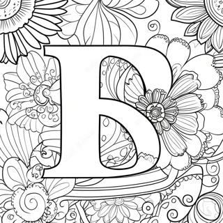 Flower Letter Adult Coloring Page | Flower Letter for Adults 塗色頁