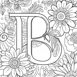 Elegant Flower Letter Coloring Page | Flower Letter for Adults 塗色頁