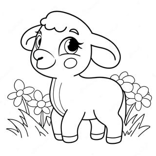 Cute Easter Lamb with Flowers Coloring Page | Easter Lamb 塗色頁