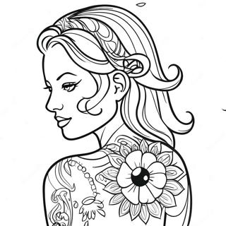 Realistic Tattoo Designs Coloring Page | Realistic Tattoo for Adults 塗色頁