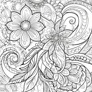 Intricate Floral Tattoo Coloring Page | Realistic Tattoo for Adults 塗色頁