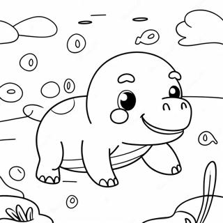 Happy Slowpoke Swimming Coloring Page | Slowpoke 塗色頁