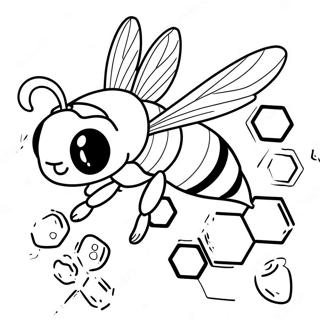 Cute Honey Bee in Honeycomb Coloring Page | Honeycomb 塗色頁