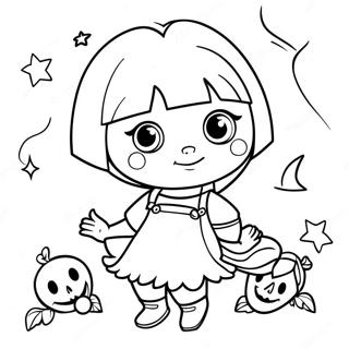 Dora in Spooky Costume Coloring Page | Dora Halloween 塗色頁