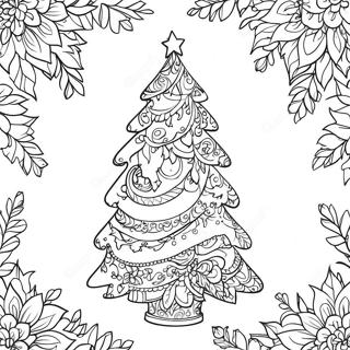 Detailed Christmas Tree Coloring Page | Detailed Christmas 塗色頁
