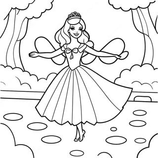 Elegant Barbie in Swan Lake Coloring Page | Barbie Swan Lake 塗色頁