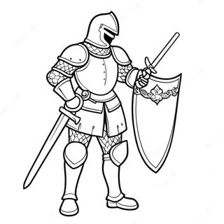 Charming Knight in Armor Coloring Page | Medieval 塗色頁