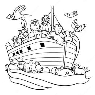 Noah's Ark with Animals Coloring Page
