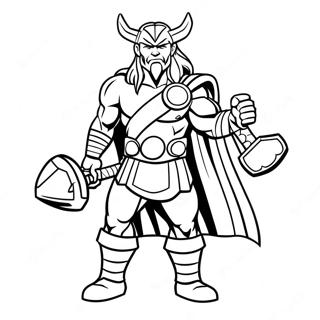 Thor with Hammer Coloring Page | Lego Thor 塗色頁