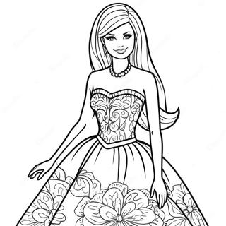 Barbie in a Beautiful Dress Coloring Page | Barbie and Sisters 塗色頁