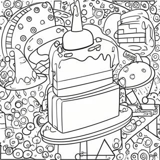 Colorful Lego Birthday Cake Coloring Page | Lego Birthday 塗色頁