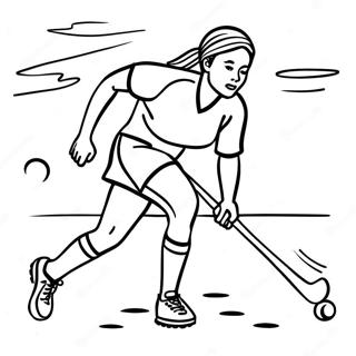 Field Hockey Player Dribbling Ball Coloring Page | Field Hockey 塗色頁
