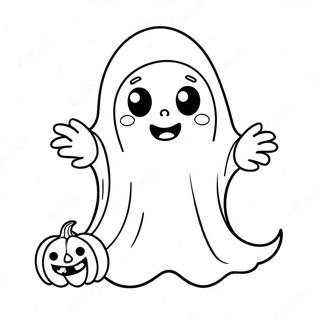 Cute Halloween Ghost Coloring Page | Easy Halloween 塗色頁
